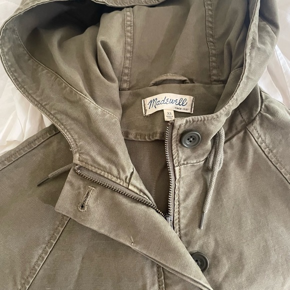 Madewell Brimwell Washed Army Green Hooded Parka Jacket - Picture 9 of 9